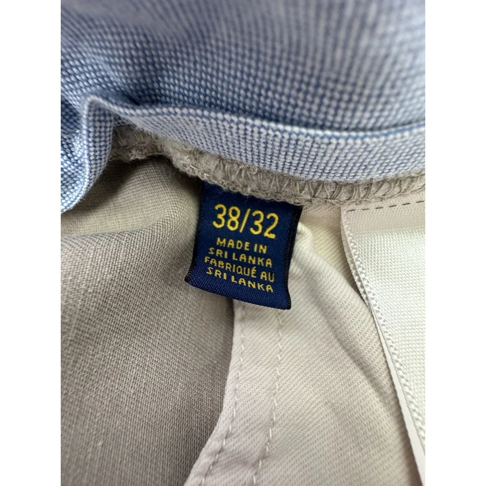 Polo Ralph Lauren Chino Pants Sz 38x30 Beige Flat Front‎ Stretch Straight Fit